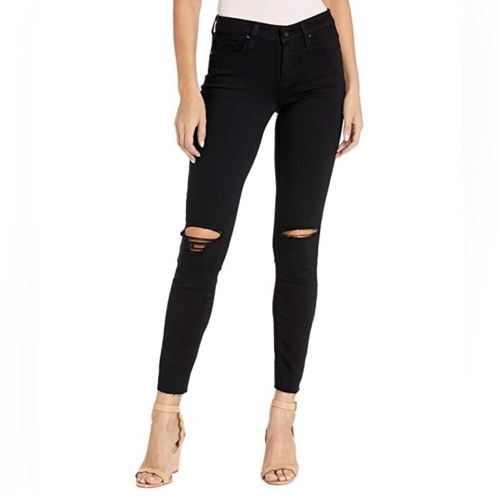 Women's PAIGE Denim Verdugo Skinny Black Ripped Cropped Jeans Size 25